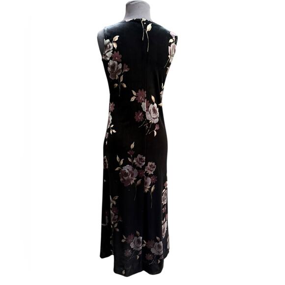 Vtg 90s Floral Velvet Minimalist Midi Dress Womens Size S Whimsigoth Romantic - Picture 6 of 7